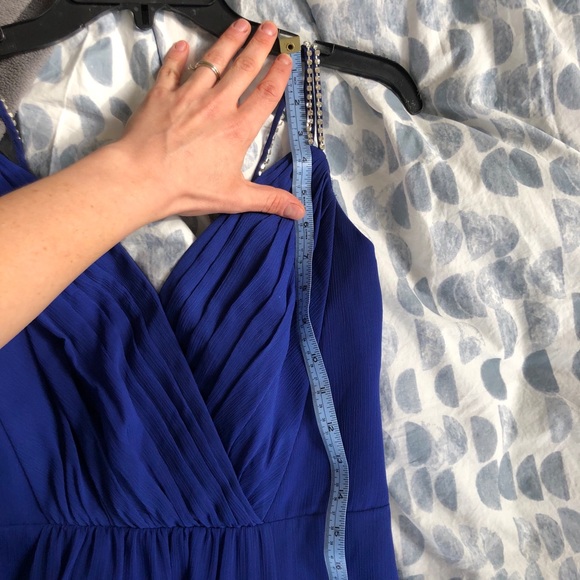 David’s Bridal Cobalt Blue Long Dress Beaded Strap - Picture 12 of 15